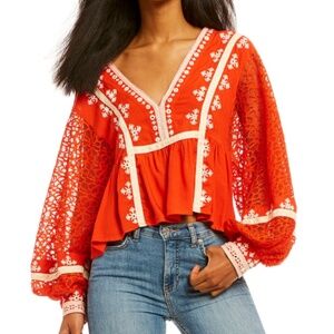 Free People Boogie All Night Printed Blouse